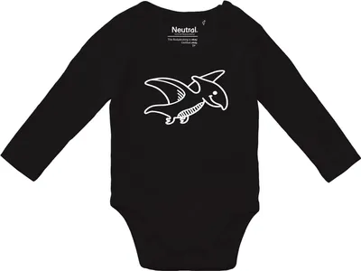 Produktbild von Huuraa Baby Body Pteranodon Dinosaurier 80 Black  Baumwolle Fairtrade Langarmbody Geschenkidee
