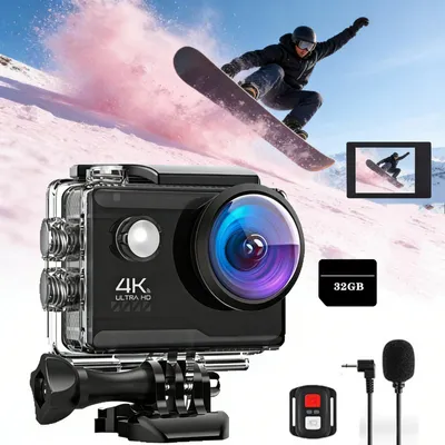 Produktbild von Action Cam 4K, Unterwasserkamera 40M Wasserdicht 20MP EIS Bildstabilisierun 170° Weitwinkel Helmkamera WiFi