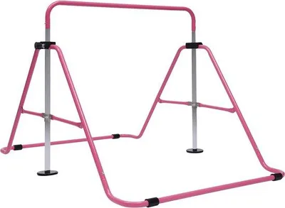 Immagine prodotto di Attrezzo ginnico per bambini fino a 150 kg. Sbarra orizzontale con altezza di utilizzo consigliata tra 70 e 140 cm. Colore: rosa