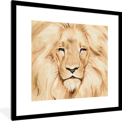 Produktbild von MuchoWow® MuchoWow® Gerahmtes Poster Illustration - Farbe - Löwe 40x40 cm - Poster mit zchwarzem Bilderrahmen - Poster - Plakat im Rahmen