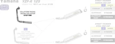 Obrázok produktu pre ARROW Racing rozdeľovač pre Yamaha YZF-R125 2014-16, bez katalyzátora