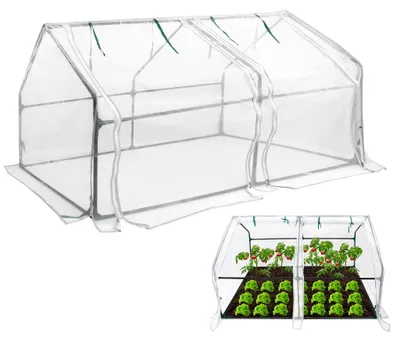 Obrázek produktu pro UISEBRT Mini skleník Skleník na rajčata 180x90x90cm Fóliový skleník Rajčatový skleník Rámový skleník s oknem a dveřmi (bílý - síť proti hmyzu)