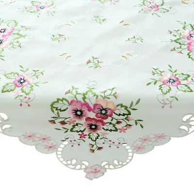 Produktbild von Tischdecke ELKE Stiefmütterchen rosa Polyester 85 x 85 cm