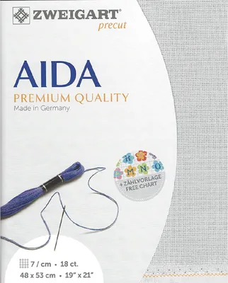 Produktbild von AIDA Zweigart precut 18 ct. Fein-Aida 3793 Farbe 705 perlgrau, Zählstoff für Kreuzstich 48x53cm