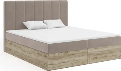 Produktbild von FEDVE Boxspringbett Schlafzimmerbett JESSEN mit 2 Bettkästen Doppelbett mit Bonell-Matratze 160x200 cm Braun (Paros 04)