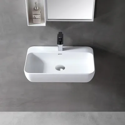 Produktbild von Wandwaschbecken Aufsatzbecken TWG201 - Mineralguss - Weiß matt - 60 x 40 x 14 cm