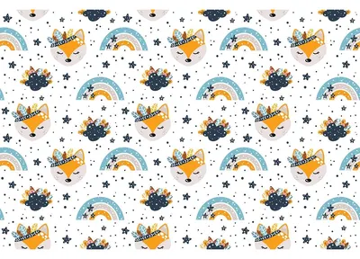 Produktbild von Kindermöbelaufkleber mit indischen Füchsen und Regenbögen, 40 x 60 cm