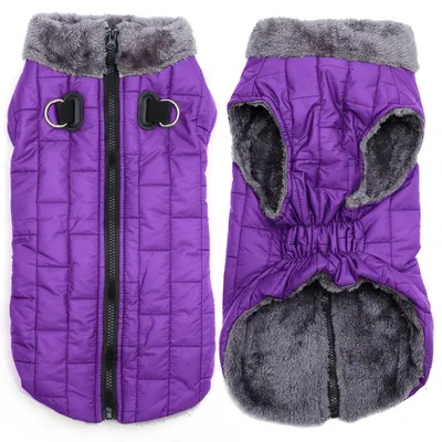 Image de Manteau polaire pour chien, veste d'hiver imperméable, couleur violet, taille M