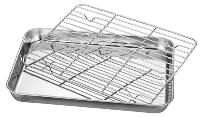 Backblech mit Gitter 40,5×30,5 cm, Edelstahl, silber