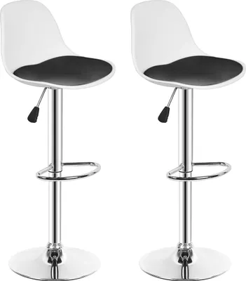 Produktbild von 2er Barhocker Barstuhl  höhenverstellbar 360° drehbar PU,Weiß Schwarz