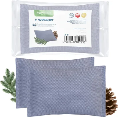 Produktbild von 2x Wessper AquaDryer ON - OFF Feuchtigkeitsabsorber für Auto / Car 250G | Einweg-Autoabsorber mit Pinienduft