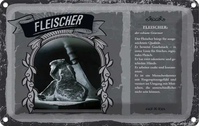 Produktbild von vianmo Blechschild 20x30 cm Fleischer Beruf Arbeit