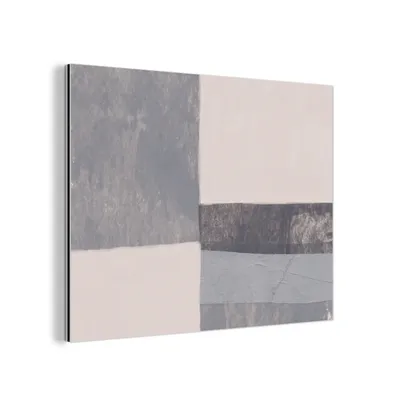 Obrázok produktu pre MuchoWow® Hliníkové obrazy Nástenná dekorácia Kovový obraz na stenu 40x30 cm Geometria - Tvary - Sivá - Kocka Hliníkový obraz Dibond Nástenný obraz - Dekorácia Obývacia izba