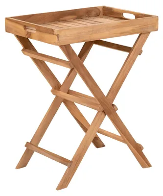 Image de Table d'appoint plateau Ronda en teck naturel 29x39x49,5 cm