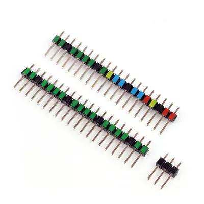 Produktbild von Stiftleisten / Pin Header Set für Raspberry Pi Pico, farbig kodiert, seitlich