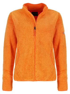 Produktbild von Wattlöper Damen Fleecejacke mit Stehkragen - Unifarbene Jacke mit Reißverschluss in Orange-Orange Größe XXL
