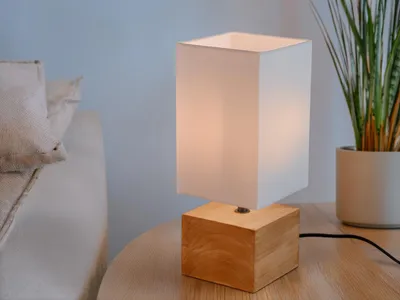 Produktbild von Reality Leuchten Tischleuchte Woody quadratisch holzfarbig