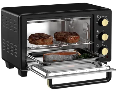 Obrázek produktu pro Mini trouba - Trouba s funkcí topení a grilu - Pečicí trouba - Toustovač - Grilovací trouba - Černá barva - Kompaktní rozměry