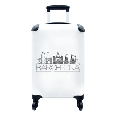 Produktbild von MuchoWow® Koffer Handgepäck Trolley Rollkoffer Kleine Reisekoffer mit 4 Rollen - Skyline von Barcelona" auf weißem Hintergrund - Cabin Size < 55x40x23 cm & 55x40x20 cm - Fotokoffer - Kabinenkoffer - Boardgepäck - Reise-Box - Reisekoffer - Reisegepäck - Koffer mit Bild - Trolley für Kinder