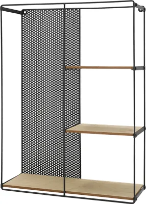Obrázok produktu pre Nástenná polica s 3 policami - cca 40x50x11,5 cm - Kovová / drevená polica