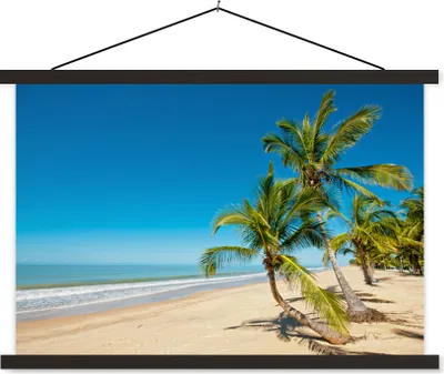 Produktbild von MuchoWow® Textilposter Strand - Meer - Palme 60x40 cm mit schwarzem Rahmen - Hölzernes