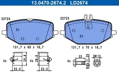 Produktbild von ATE Bremsbeläge Satz Hinten passend für MERCEDES-BENZ GLE (W167) 13.0470-2674.2