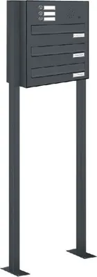 Produktbild von 3er Biefkastenanlage Standsystem Durchwurf - Klingel RAL 7016 Anthrazit