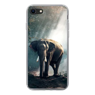 Produktbild von MuchoWow® Handyhülle Schutzhülle Hülle für iPhone 8 Elefant - Tiere - Licht - Wald - Natur - Wildtiere Silikon Softcase Handy Hülle - Schutzhaube