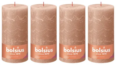 Image de lot de 4 bougies - hauteur 20 cm - diamètre 10 cm - Rustique - Caramel crémeux