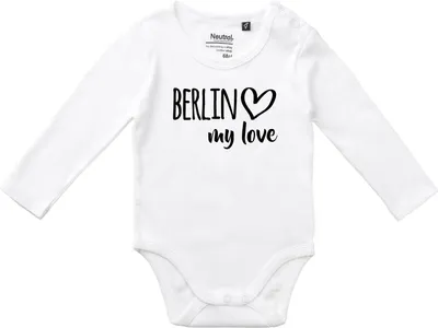 Produktbild von Huuraa Baby Body Berlin my love 62 White  Baumwolle Fairtrade Langarmbody Geschenkidee
