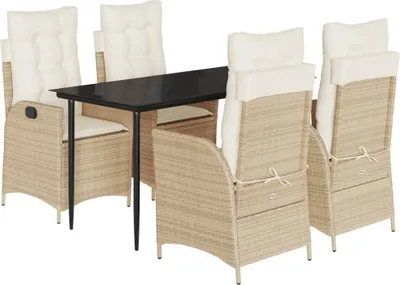 Produktbild von vidaXL 5-tlg. Garten-Essgruppe mit Kissen Beige Poly Rattan