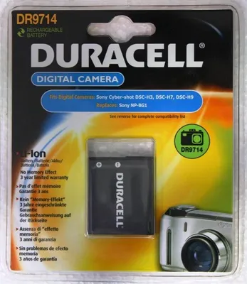 Obrázek produktu pro Duracell DR9714 (sony NP-BG1) Lithium-iontová (Li-Ion) baterie pro digitální fotoaparáty, kapacita 900 mAh, typ baterie Sony NP-BG1