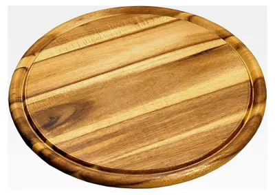 Produktbild von Fleischteller mit Saftrille - Frühstücksbrettchen aus Akazienholz - rund 30 cm ø