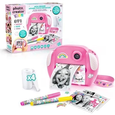Obrázek produktu pro Okamžitý fotoaparát Junior, design jednorožec, Canal Toys CLK 013, okamžitý tisk, bílá a růžová