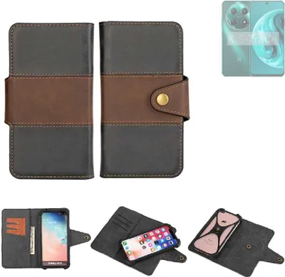 Produktbild von K-S-Trade Handyhülle Schutzhülle Hülle Bookstyle Wallet-Case kompatibel mit Wiko Hi Enjoy 70 Pro 5G Bumper Rundumschutz schwarz-braun 1x