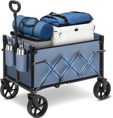 Produktbild von Famanu Mini Faltbare Bollerwagen 70 l, 80 kg Tragkraft, mit Bremse und verstellbarem Handgriff