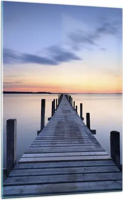 Produktbild von Bilder auf glas - Einteilig - Sonnenuntergang See Wasser Brücke - 70x100cm - Glasbilder - Wandbilder - Bilder - Wanddekoration aus Glas - Glas Bilder - Wandbild auf Glas - GPA70x100-2508