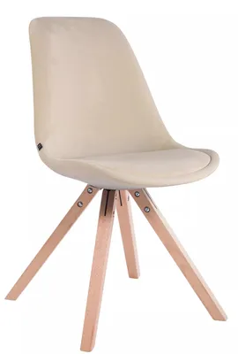 Produktbild von In And OutdoorMatch Besucherstuhl Karlie - Esszimmerstuhl - Samtcreme - Holzbeine - 1er-Set - Sitzhöhe 48 cm - Deluxe