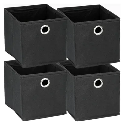 Produktbild von 4er Set Faltboxen ca. 15x15x15 cm Schwarz - Faltbare Aufbewahrungsboxen für Schubladen und Kleinteile