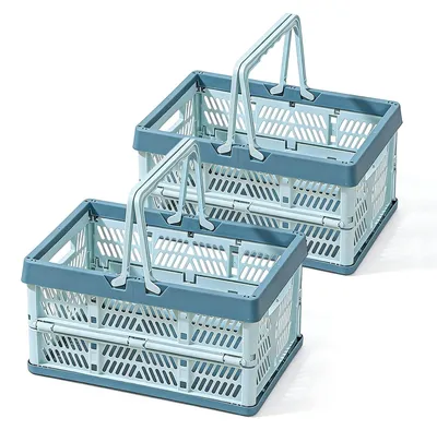 Immagine prodotto di Cesto pieghevole - Set da 2 - Cesto multifunzionale per la conservazione - Cesto per la spesa - Contenitore - 19 litri - Materiale resistente