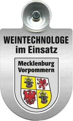 Produktbild von Einsatzschild mit Saugnapf - Weintechnologe im Einsatz - incl. Regionenwappen nach Wahl 393840 Color - Region Mecklenburg-Vorpommern