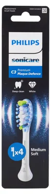 Produktbild von Philips Premium Plaque Defence HX9044/87 Bürstenköpfe (4er-Pack), 4 Stück(e), Weiß, 3 Monat( e), Medium, 62000 Bewegungen pro Minute, Philips