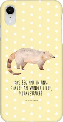 Produktbild von Mr. & Mrs. Panda Iphone XR Handyhülle Nasenbaer - Gelb Pastell - Geschenk, Nasenbären, Bär, Premium Kunststoff, Rüsselbär, Nasenbär, Lustige Sprüche, Handy Case