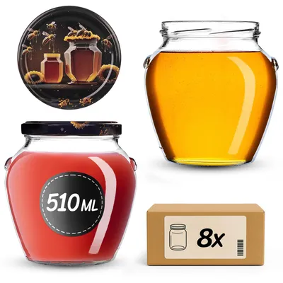 Zdjęcie produktu dla Słoiki do wekowania KADAX 510 ml z zakrętką fi82mm, słoiki z zakrętką, słoiki do wekowania, słoiki do wekowania, słoiki do wekowania (miód, 8 sztuk)