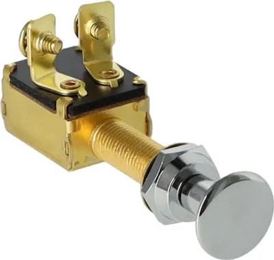 Produktbild von eleganter klassischer Zugschalter Culver einstufig, 2 Kontakte, 12 Volt, verchromter Zugknopf