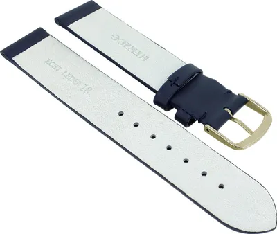 Produktbild von Herzog Beach II Uhrenarmband gleichlaufend > mattes glattes Leder blau, Stegbreite:14mm, Schließe:Gelbgolden