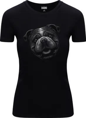 Produktbild von Diarbo Damen T-Shirt mit Tierliebhaber Druck Bulldoggenkopf Schwarz Gr.XXL