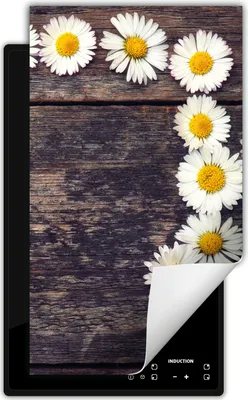 Produktbild von DarHaus Herdabdeckplatte 1 teilig 30x52 cm Anti Rutsch Matte Aufrollbar, Holz - Blumen