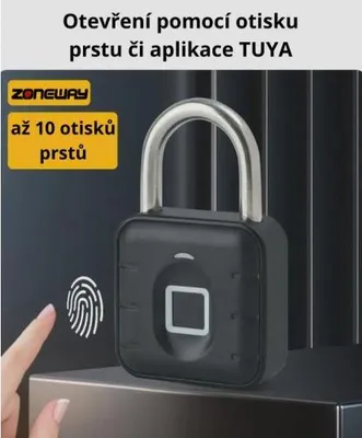 Obrázek produktu pro Visací zámek na otisk prstu s Bluetooth | Zoneway D11-BT