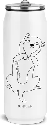 Produktbild von Mr. & Mrs. Panda Wasserflasche Hund Streicheln - Weiß - Geschenk, sport trinkflasche, Isolierflasche, Thermoflasche, Sprüche, Hunde, Kraulen, Hundeliebe, Thermosflasche